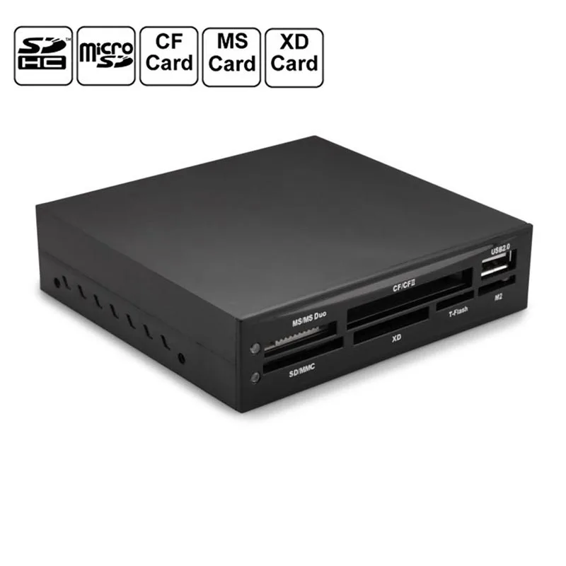 Alle In 1 USB 2,0 3.5 "Floppy Bay Front Panel SDHC Micro SD MMC CF XD TF Flash Memory interne Kartenleser w/ USB Port Hub,LED