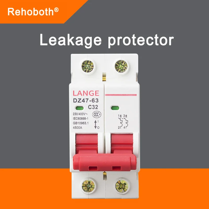 2P Mini Air Circuit Breaker Protector AC 10A/16A/32A/50A/63A Switch MCB