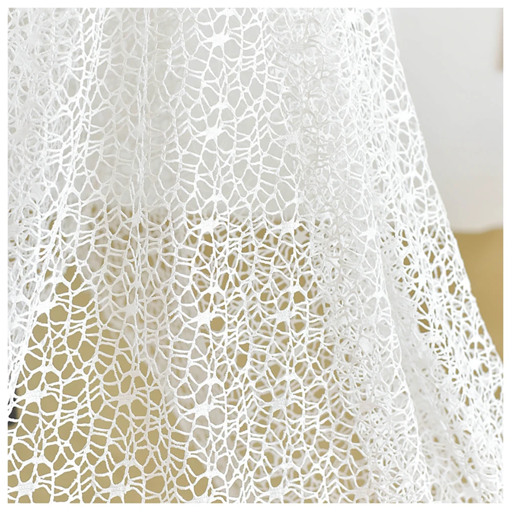 1 Meter Hollowed-out Dishevelled Embroidered Lace Fabric Ivory Bridal Wedding Dress Skirt Sewing 150CM 59\