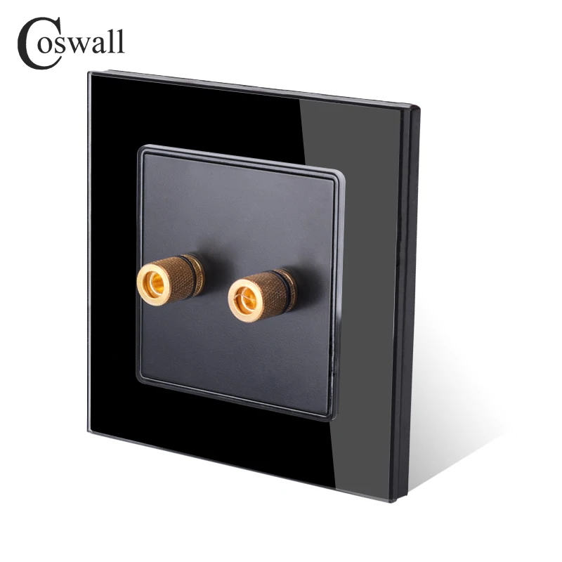 Coswall Tempered Crystal Glass Panel Audio Outlet Wall Socket Black White Gold Grey C1 Series