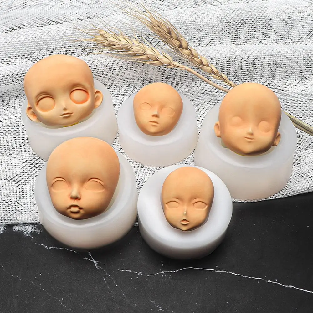 Moldes de silicona para cara de bebé 3D, molde Facial versión Q, accesorios de modificación de muñeca DIY, cabeza de arcilla, escultura, pastel, decoración de Chocolate