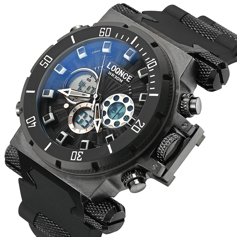 LOQNCE-Montre Militaire Multifonction Étanche pour Homme, Montre à Quartz de dehors de Plein Air, Grand Cadran Lourd, Marque de Luxe, Vente Chaude, 30m