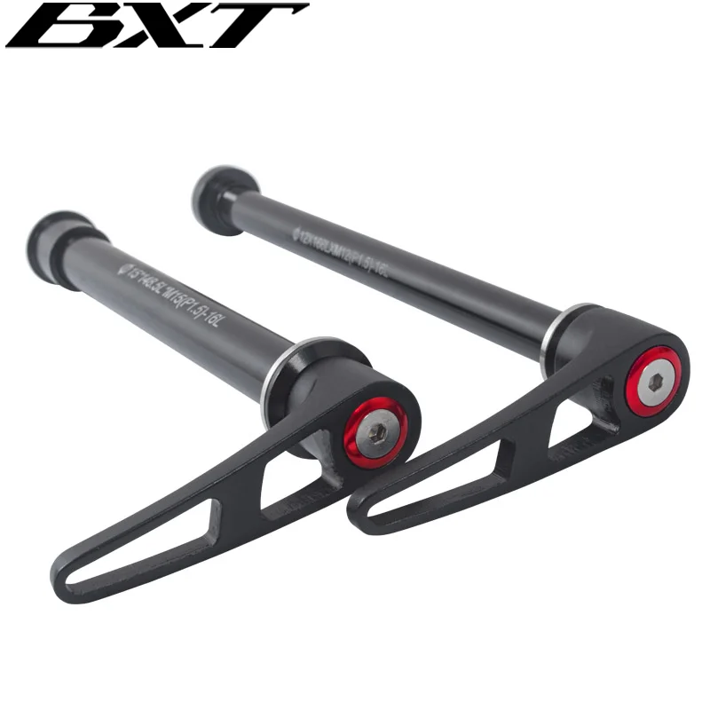 BXT rower aluminiowy szpikulec przez oś, szybkozamykacz dźwignia wału łyżki do MTB BMX rower górski aluminiowe szpikulce, 100*15mm
