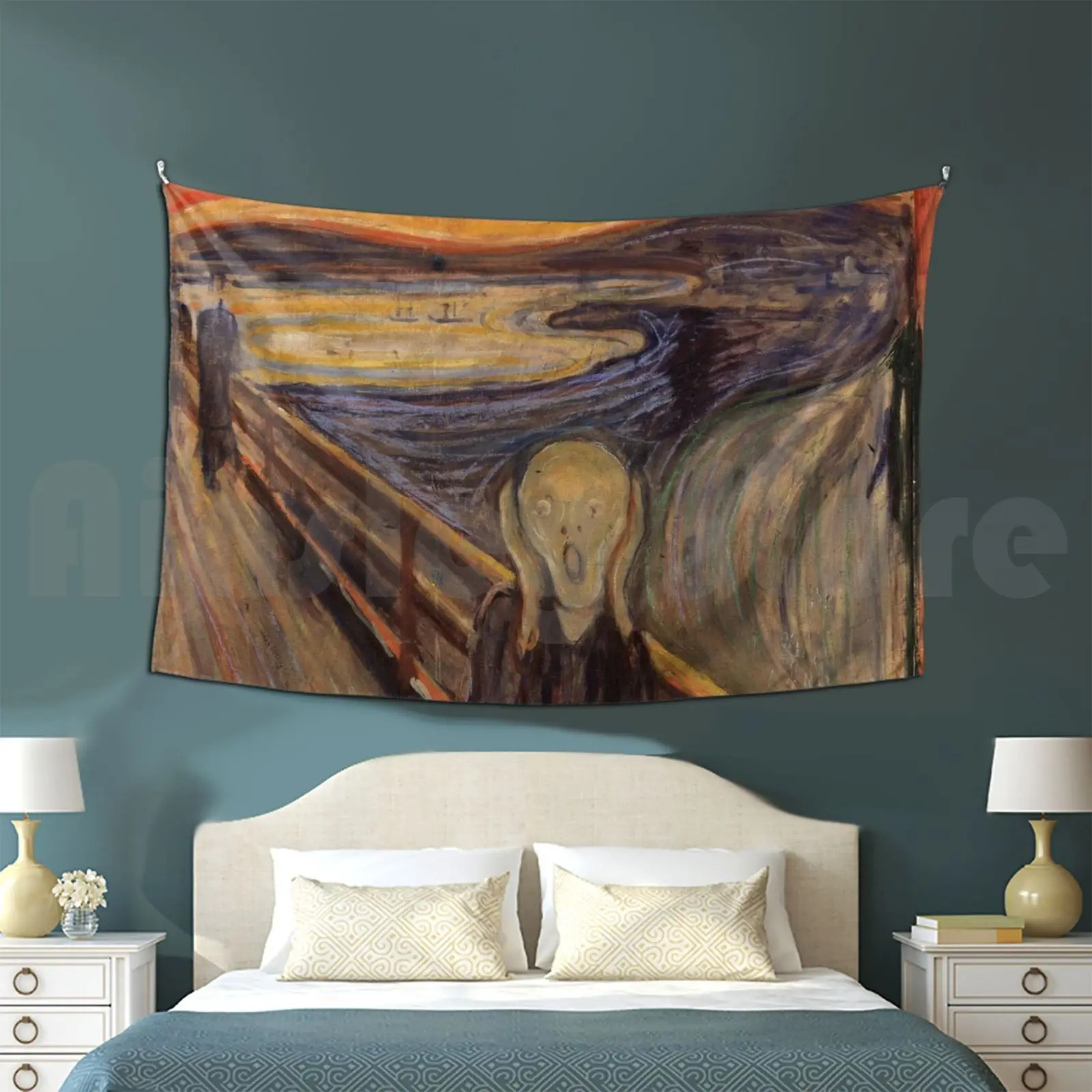 Munch's Scream Tapestry Living Room Bedroom Scream Madness Munch 19th Century Modern Art Orange