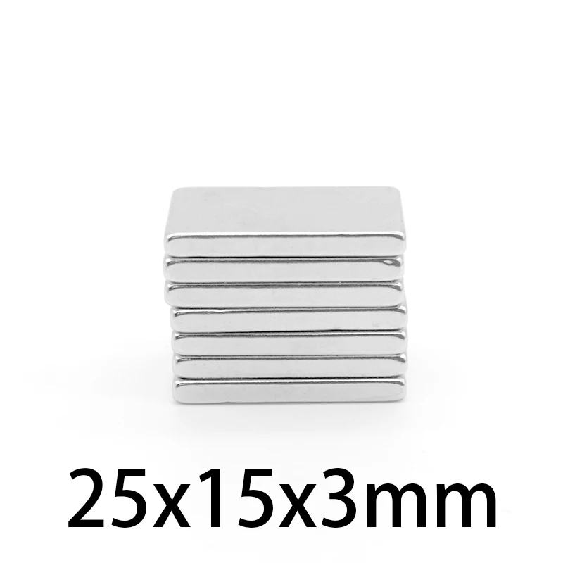 25x15x3mm Neodymium Magnet 25*15*3 mm N35 NdFeB Block Super Powerful Strong Permanent Magnetic imanes Block