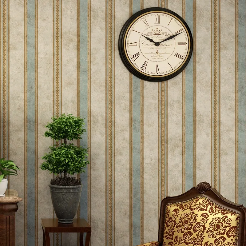 Retro Nostalgic Wallpaper Retro Vertical Stripe American-Style Village Style Living Room Bedroom Study Classical Striped