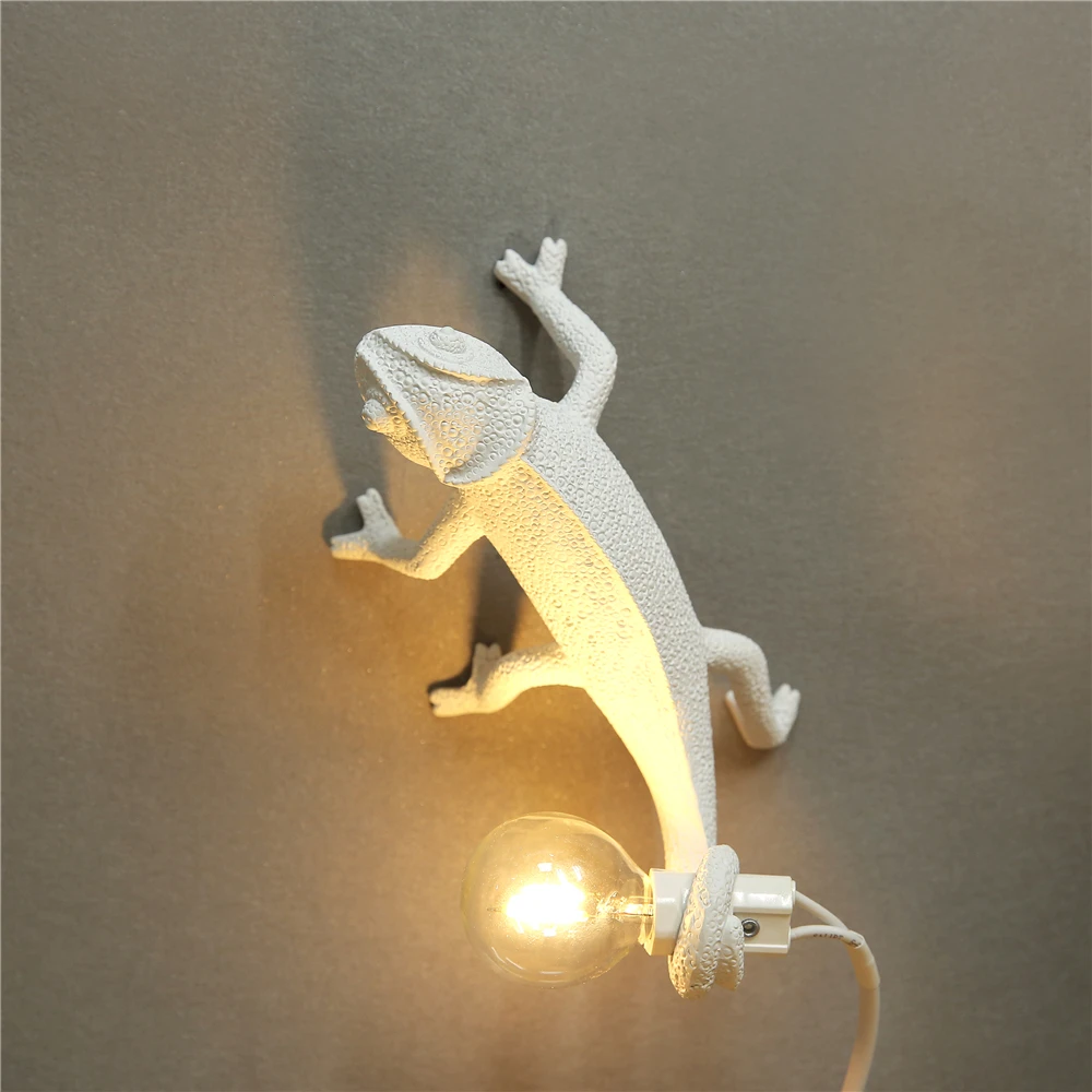 Żywica Lizard lampka nocna salon sypialnia nowoczesne lampy ścienne kameleon zwierząt lampy stołowe Led Home Decor Luminarie