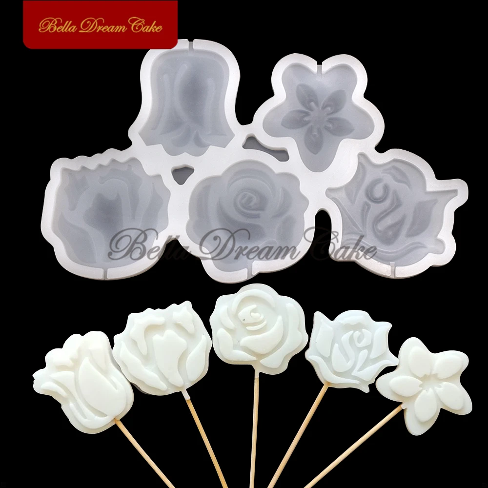 Butterfly/Rose/Tulip Flower Lollipop Silicone Mold DIY Handmade Chocolate Candy Cake Mould Cake Decorating Tool Kitchen Bakeware