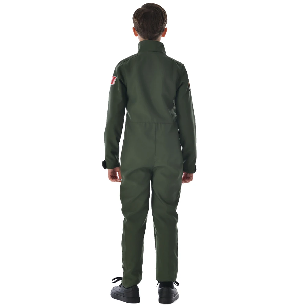 Snailify Phim Hàng Đầu Súng Mỹ Airforce Bộ Đồng Phục Phi Công Quân Sự Bộ Trang Phục Bé Trai Chuyến Bay Jumpsuit Phù Hợp Với Trẻ Em Carnival Đảng Bộ Trang Phục