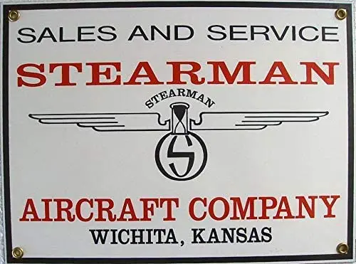 

Kalynvi Stearman Aircraft Company Sales and Service, Airplane, Aviation, Plane, Flying, Airways Porcelain Signs Vintage Look