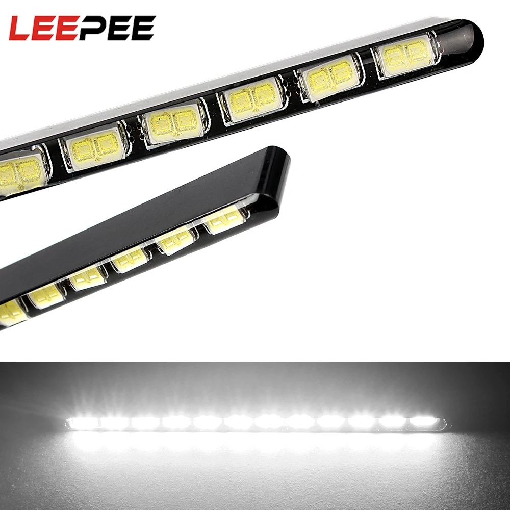 2pcs Light Source Car DRL 7030 12 LEDs Waterproof SMD Super Bright Daylight Led Strip Daytime Running Lights Car Styling