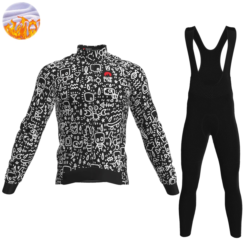 2022 the New Men Long Sleeve Thermal Fleece Cycling Jersey Set Clothes  Outdoor Riding Bike Mtb  Ropa Ciclismo Hombre