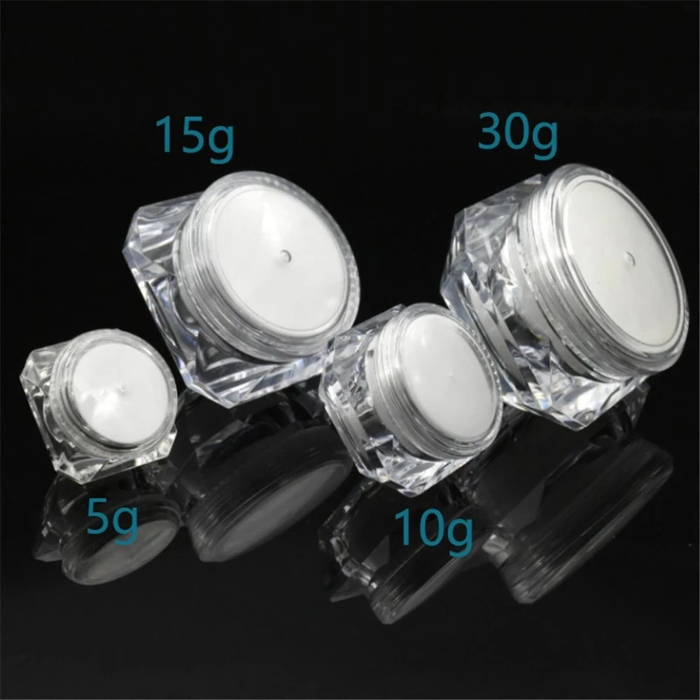 10pcs 5g 10g 15g Empty Plastic Jar Diamond Shape Clear Pot for Nail Art Glitters Mini Small Make Up Cream Cosmetic Container New