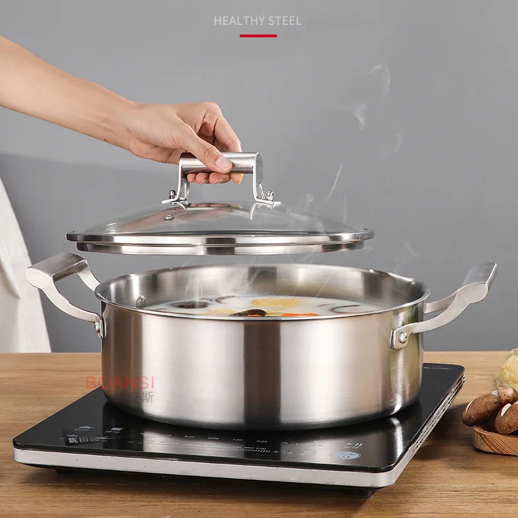 Hotpot Stainless Steel Soup Pot Stewpot Kitchen Cookware Cooking Pot Induction Gas Cooker Steamer Saucepan Thickened Bottom