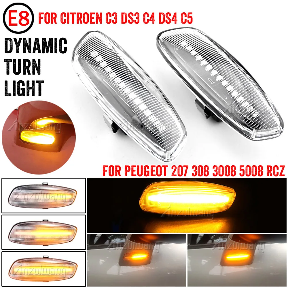 Dynamic led turn signal indicator sequential blinker light for Citroen C4 Coupe Picasso C3 C5 X7 DS3 DS4 Peugeot 207 308 RCZ