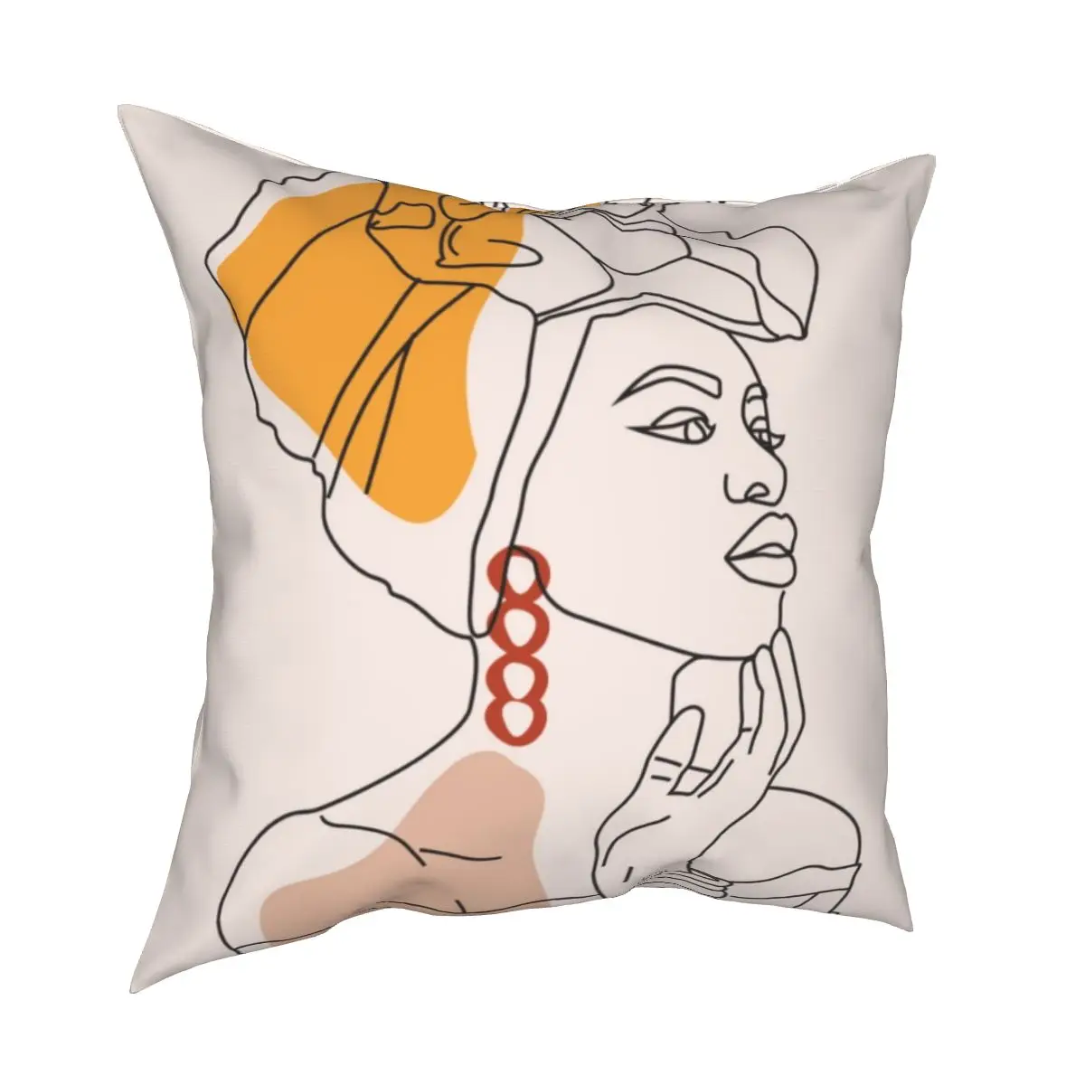 Afro Creative Abstract Art Line Streak Face Pillowcase Printed Polyester Cushion Cover Decorations Throw Pillow Case Cover Home