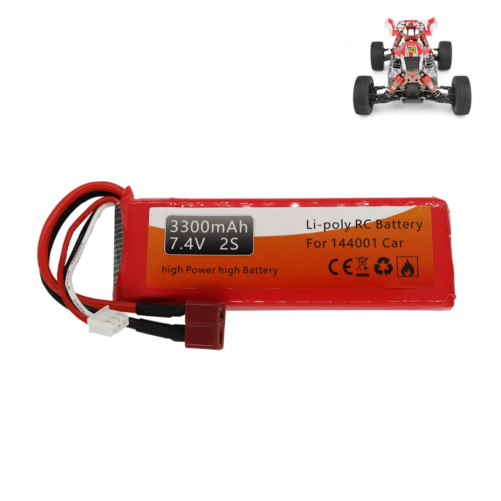 

For Wltoys 144001 car 2S 7.4V 3300mAh RC Lipo battery for Wltoys 1/14 144001 Remote Control car boat toys accessories 7.4V