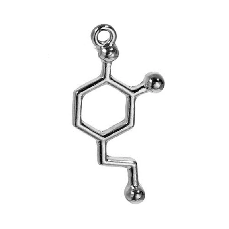 DoreenBeads Mode Metall Molekül Chemie Wissenschaft Charms Serotonin Silber Farbe Anhänger DIY Halskette Schmuck Geschenk, 10PCs – Detail 1