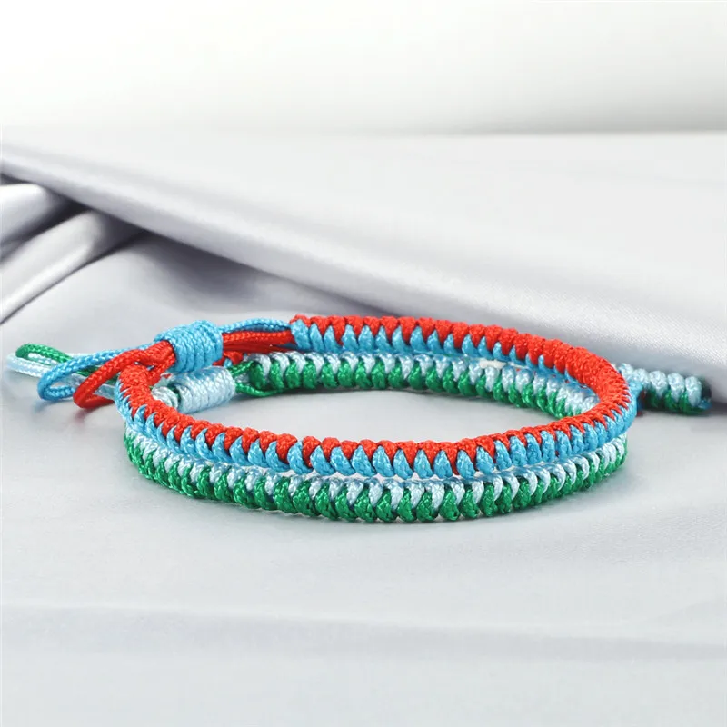 2pc Fashion Handmade Braided Couples Bracelets Lucky Knot Rope Tibetan Buddhist Bracelet Adjustable Size Jewelry For Women Men