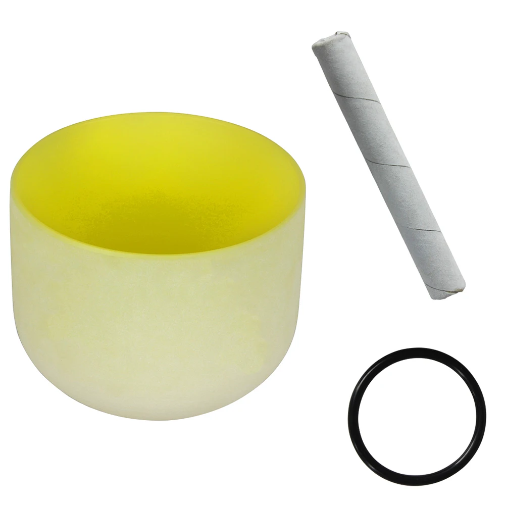 

8 Inch Crystal Sing Bowl Note B Yellow Frosted Singing Bowl For Yoga Meditation Sound Healing Singing Bowl With Sheepskin Stick