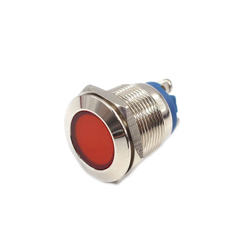 1PC 19mm LED Metal Indicator Light Waterproof Signal Lamp Warning Lights 12V 24V 220V Volts Red Blue For Dashboard Panel Light