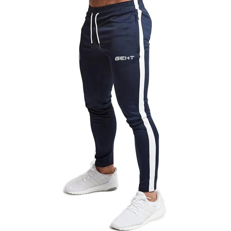 Pantalones de chándal ajustados para hombre, pantalón largo de algodón, informal, a la moda, para gimnasio y Fitness, 2019