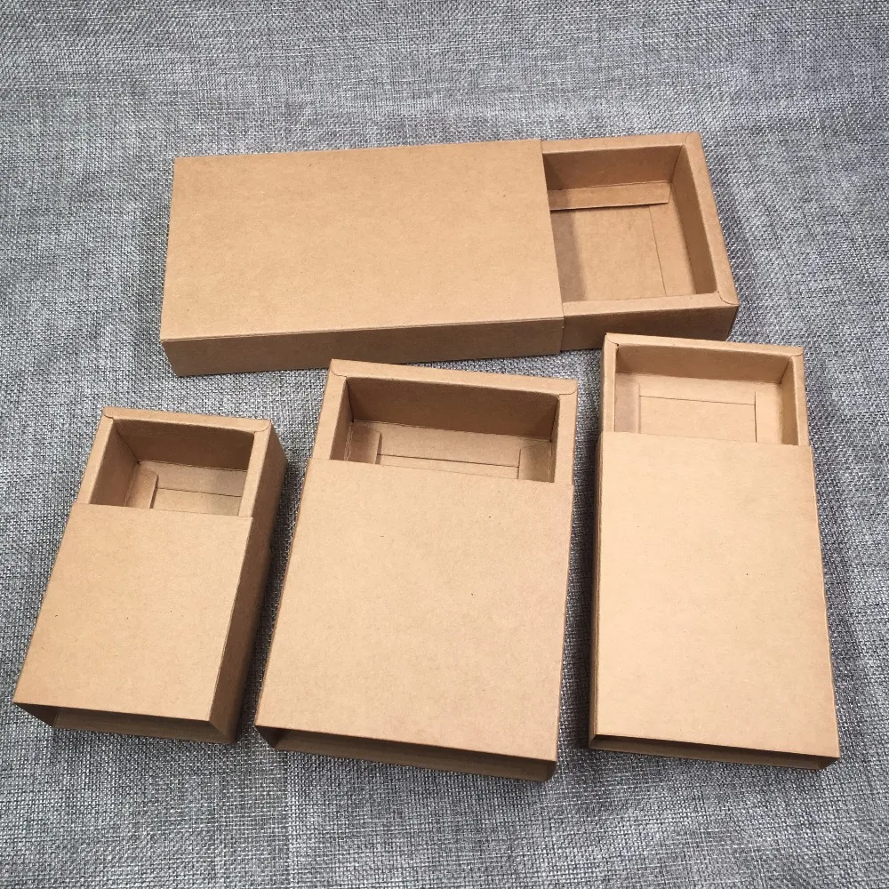 50pcs Kraft Gift Packing Boxes Blank Paper Drawer Box DIY Storage Boxes for Handmade Soap/Gifts/Crafts/Jewelry/Candy/Cake/Rose