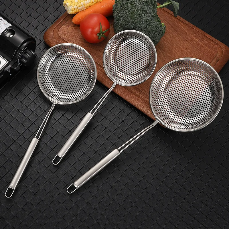 Stainless Steel Colander Skimmer Strainer Drain Oil Filter Frying Scoop Long Handle Kitchen Noodles Sieves Tableware Accessories