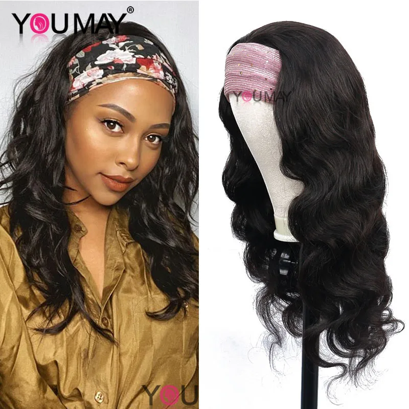 

Body Wave Headband Wig Human Hair Wig With Headbands Attached 180 Density Brazilian Virgin Hair For Black Woman Free Gift YouMay