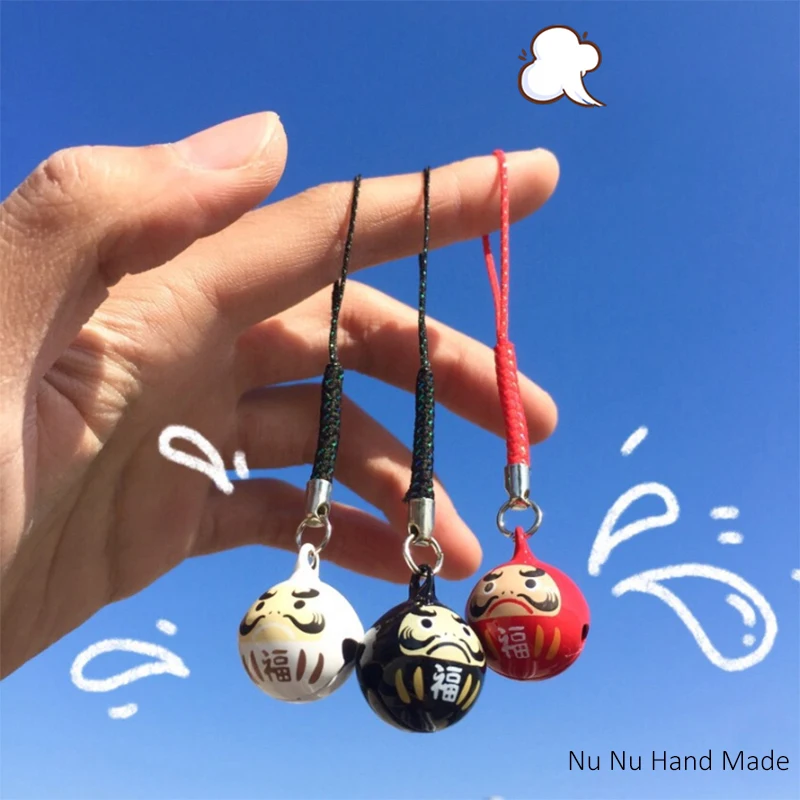 Japan Daruma Bells Pendant DIY Trinkets Phone Accessory Car Bag Key Chain Water Bells Copper Keyring Pray Valentines Day Gift