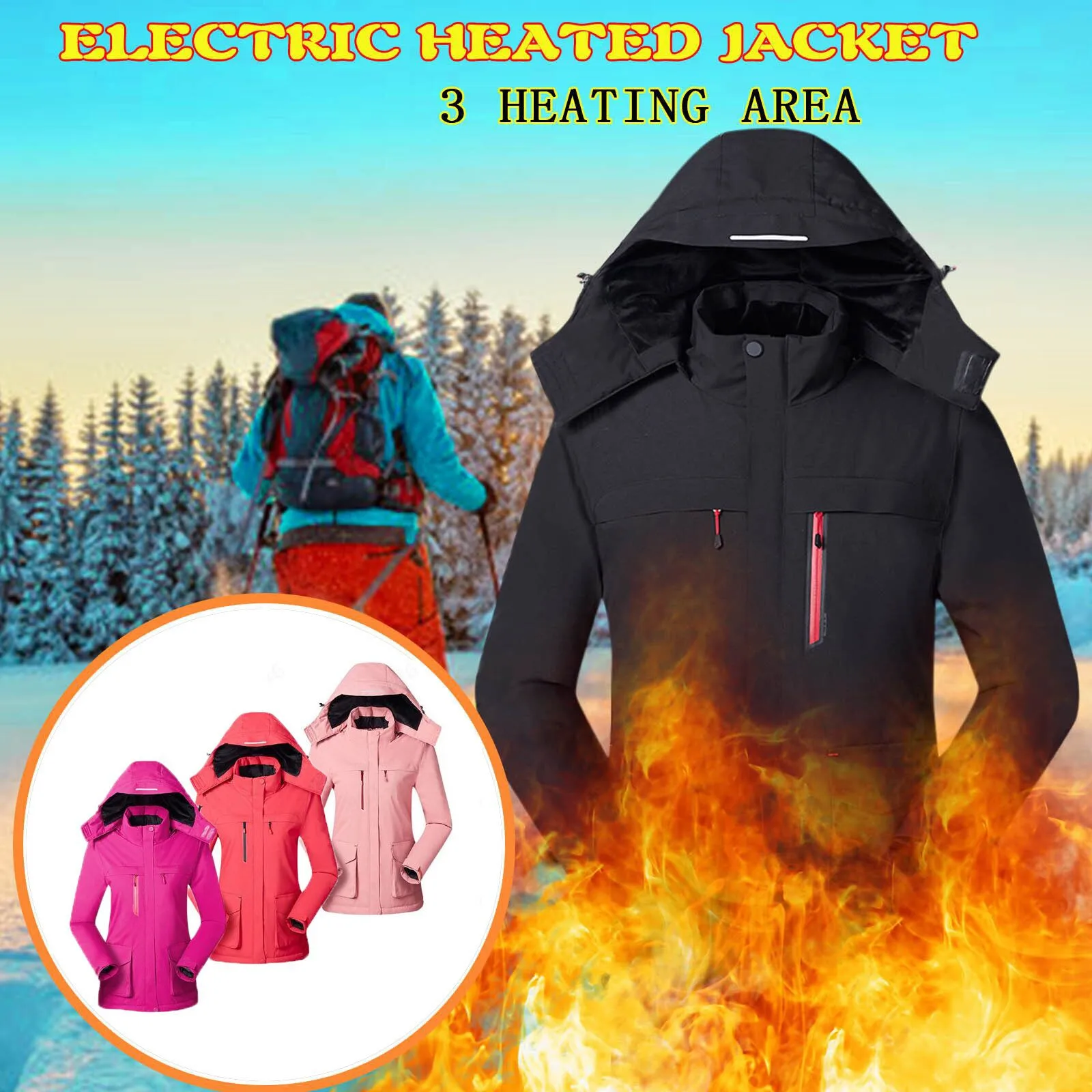 Women Usb Electric Battery Heated Parkas 3 Heating Level, 4 Heating Zones,neck Heating Jacket Washable (batteries Not Included)