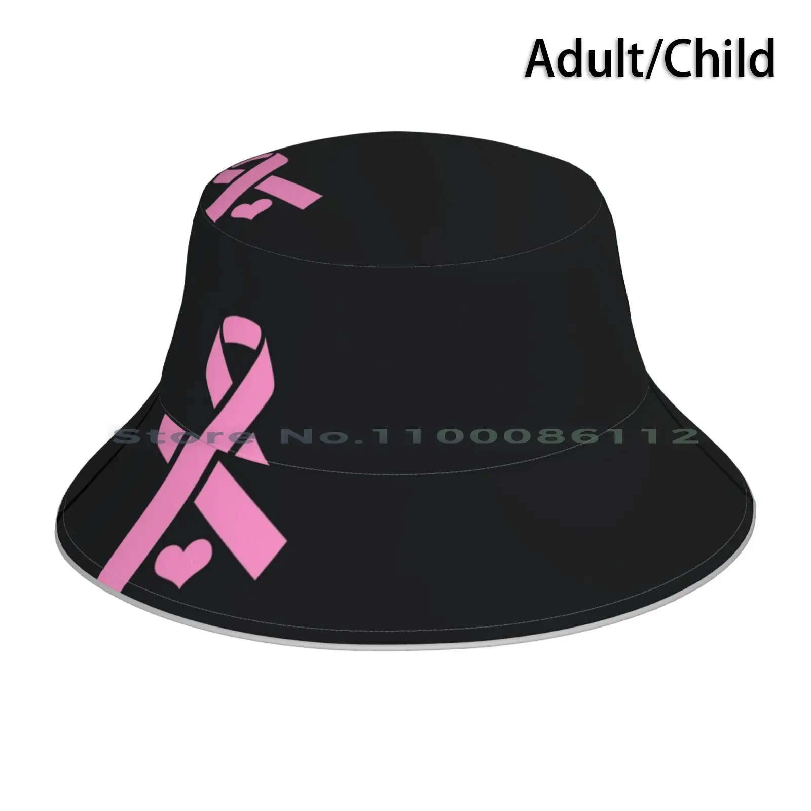 Pink Ribbon With Heart For Breast Cancer Awareness Bucket Hat Sun Cap Awareness Ribbon Boobs Logo Kick Heart Love Kalistela