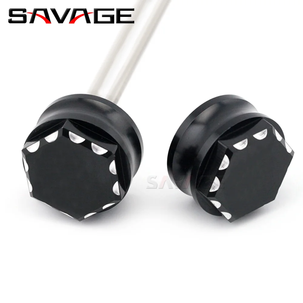 Hex Engraved Ball Cut Edge Front Axle Caps Motorcycle Accessories Wheel Fork Sliders Falling Protection For HAYABUSA 1999-2020