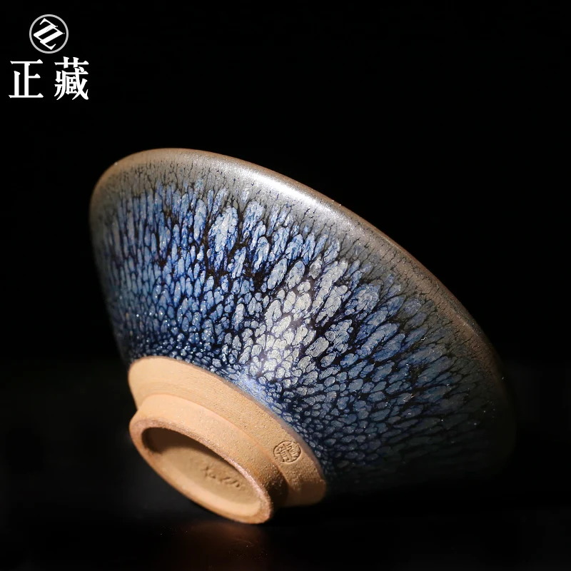 |hiding jianyang built one teacher Cai Longchun manual oil droplets baihua masters cup temmoku ceramic tea set iron ore