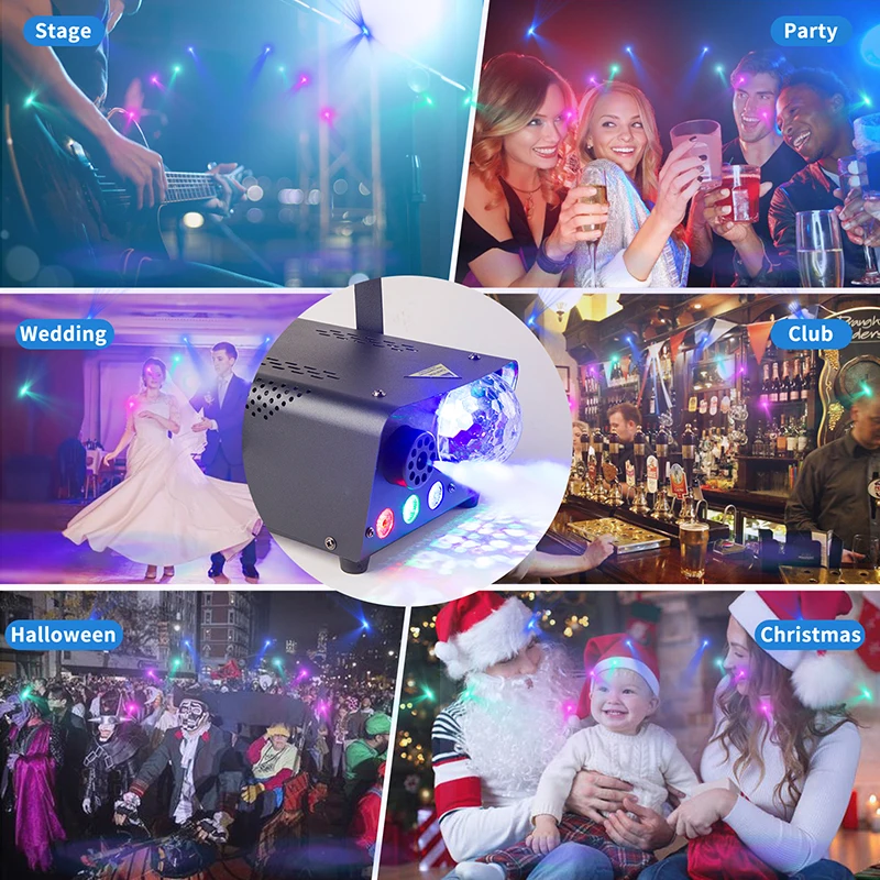 Fog Machine With Disco Ball Lights 600W Smoke Machine With RGB LED Lights Remote Control For Halloween Christmas Wedding Party,