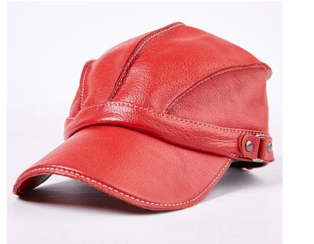 Mode Unisex Hohe Qualität Echt Leder Military Caps Sailor Hüte Frauen Männer Schwarz Braun Flache Top Kapitän Kappe Reise Kadett hut – Detail 6