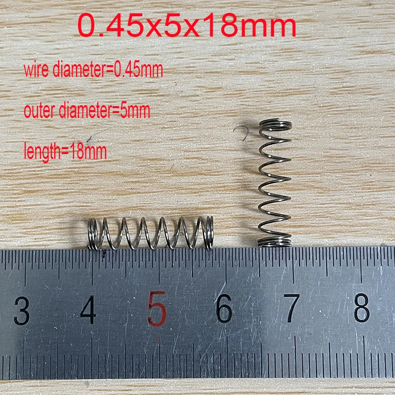 

50 шт 0,45*5 мм серия маленькая точечная пружина 0,5 мм Пружина сжатия провода 0,45*5*18 мм