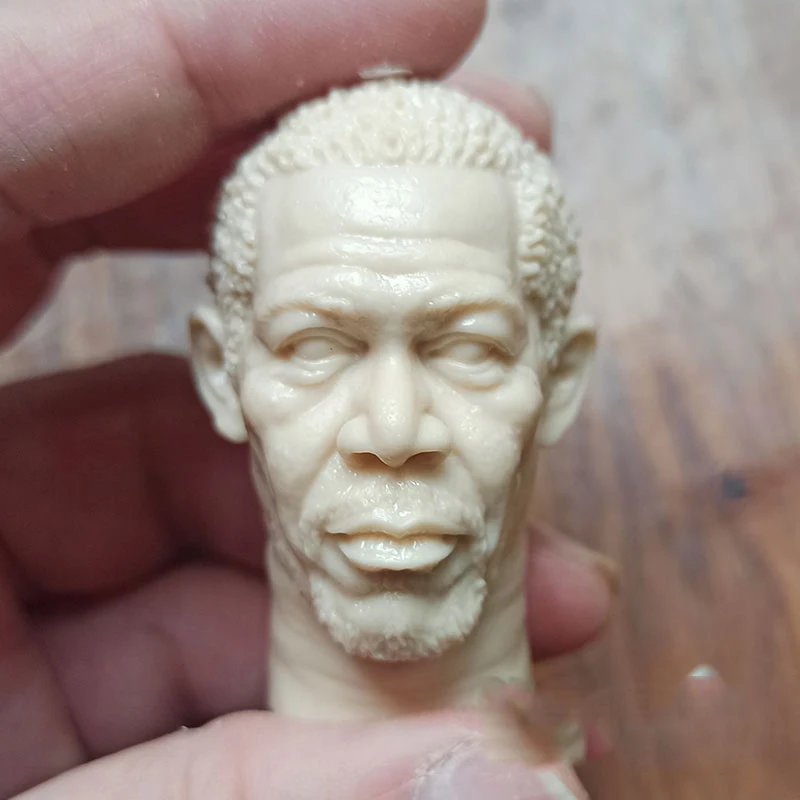 In Stock 1/6th Man Male Head Sculpture Morgan Freeman Unpainted White For 12inch DIY Figures Collectable