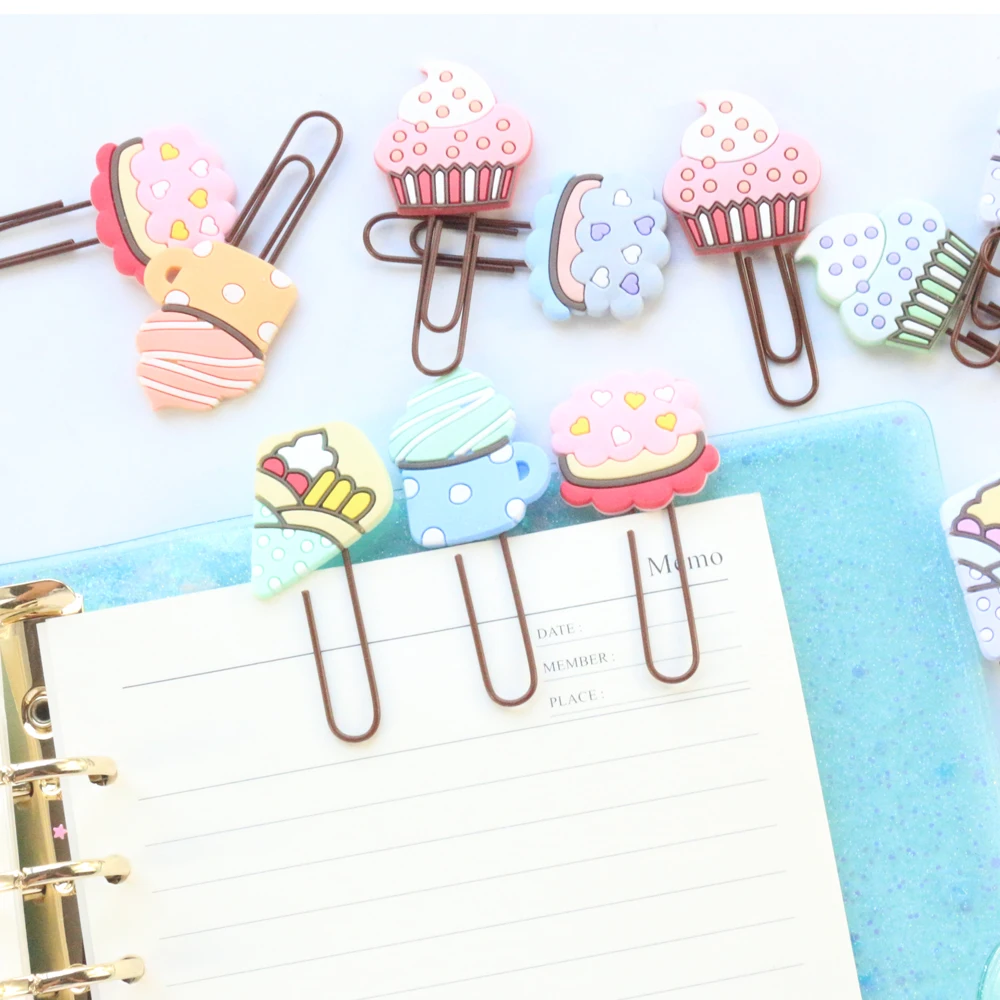 Domikee cute creative cartoon ice cream shape school student paper clips set kawaii kids bookmarks stationery supplies 4pcs