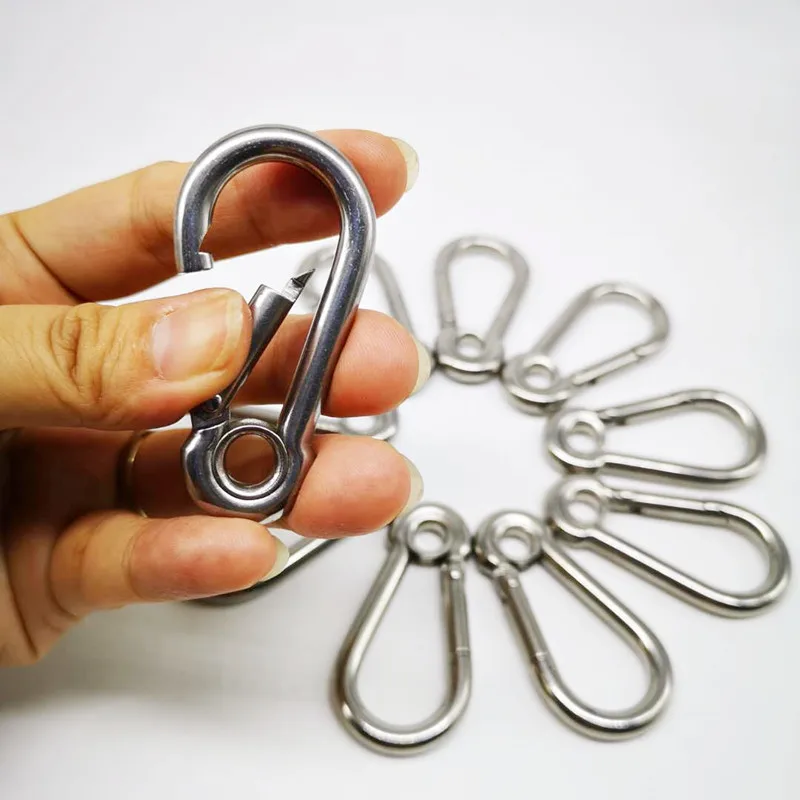 Different size Carabiner Eyelet 10PCS M6 Secure Lock 304 Stainless Steel 60mm Hook Carabiner Eyelet