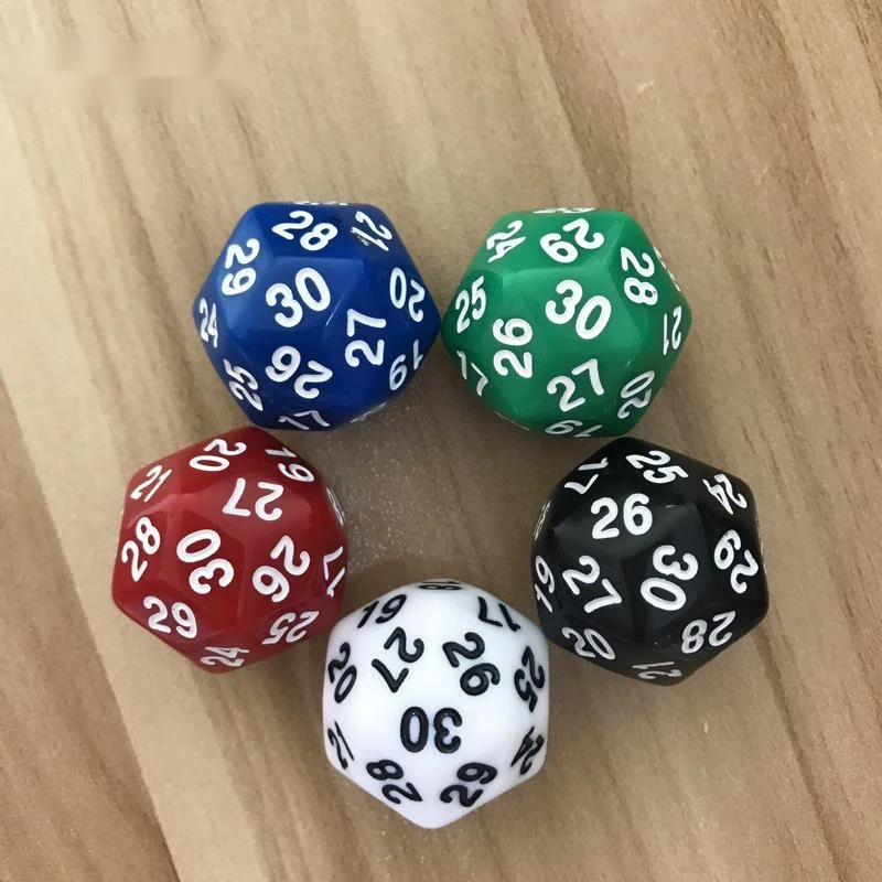 

1Pcs/Lot D30 Thirty-surface 25mm Digital Dice Quality Colour Acrylic Rounded Corners Originality Dice Set Entertainment