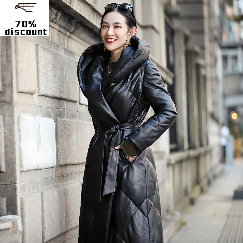 2020 Genuine Leather Jacket Winter Coat Women Warm Down Jacket Women Long Real Sheepskin Coat Chaqueta Mujer Qbl-yr02