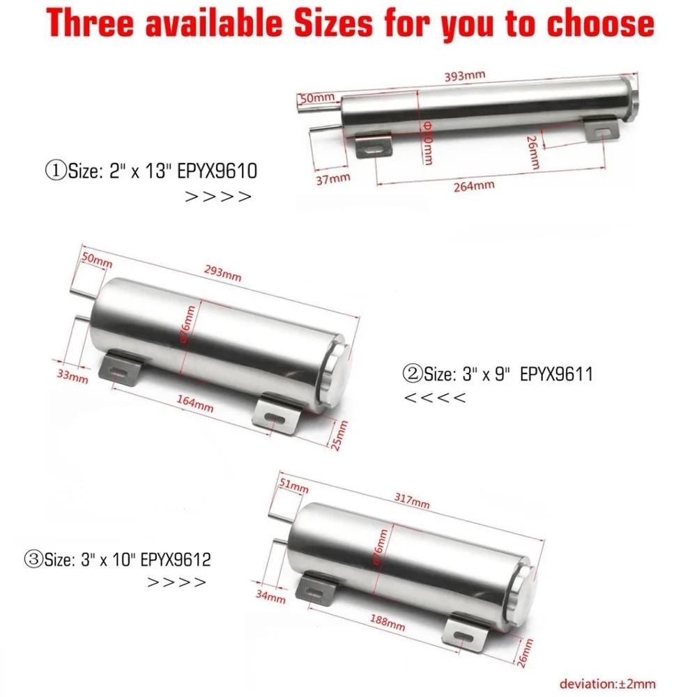 EPMAN Polished Stainless steel Radiator Overflow Tank Bottle Catch Can 2\