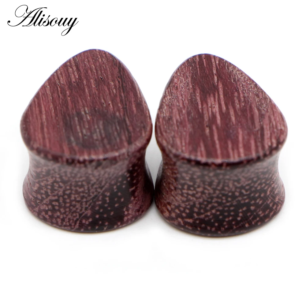 Alisouy 2PCS Purple Wood Ear Plugs Flesh Tunnels Gauges Round Oval Expanders Solid 8-25mm Anti-allergic Body Piercing Jewelry