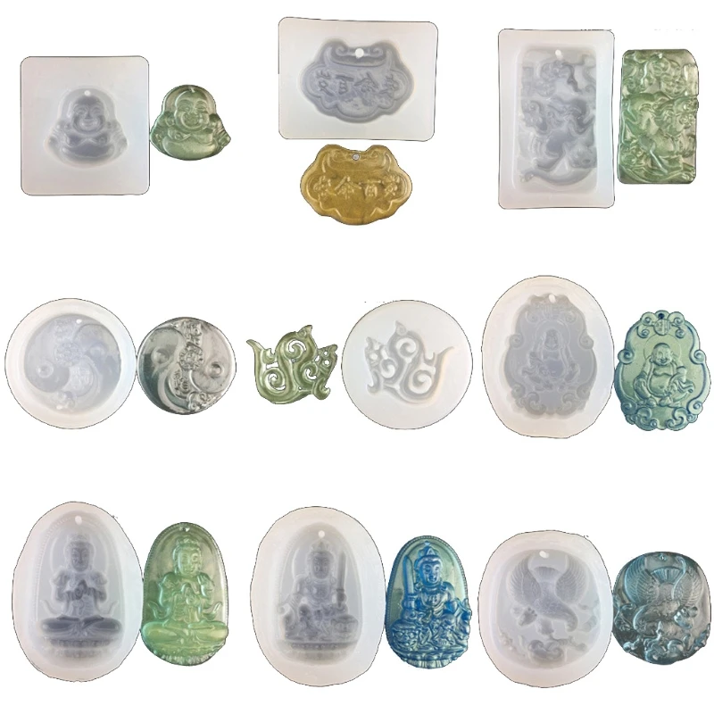 

10 Styles Guanyin Buddha Chinese Traditional Amulet Mold Yin Yang Taiji Jewelry Pendant Charms Mold Resin Casting Molds