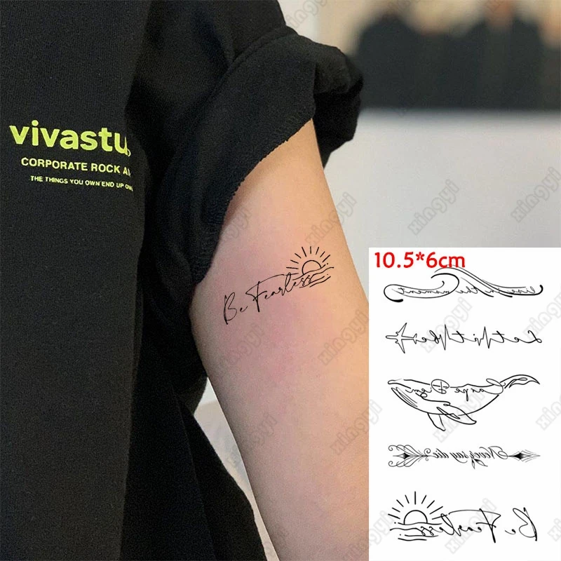 Waterproof Temporary Tattoo Sticker Whale Waves Arrow Small Element Children Tatoo Body Art Water Transfer Flash Tatto Women Men