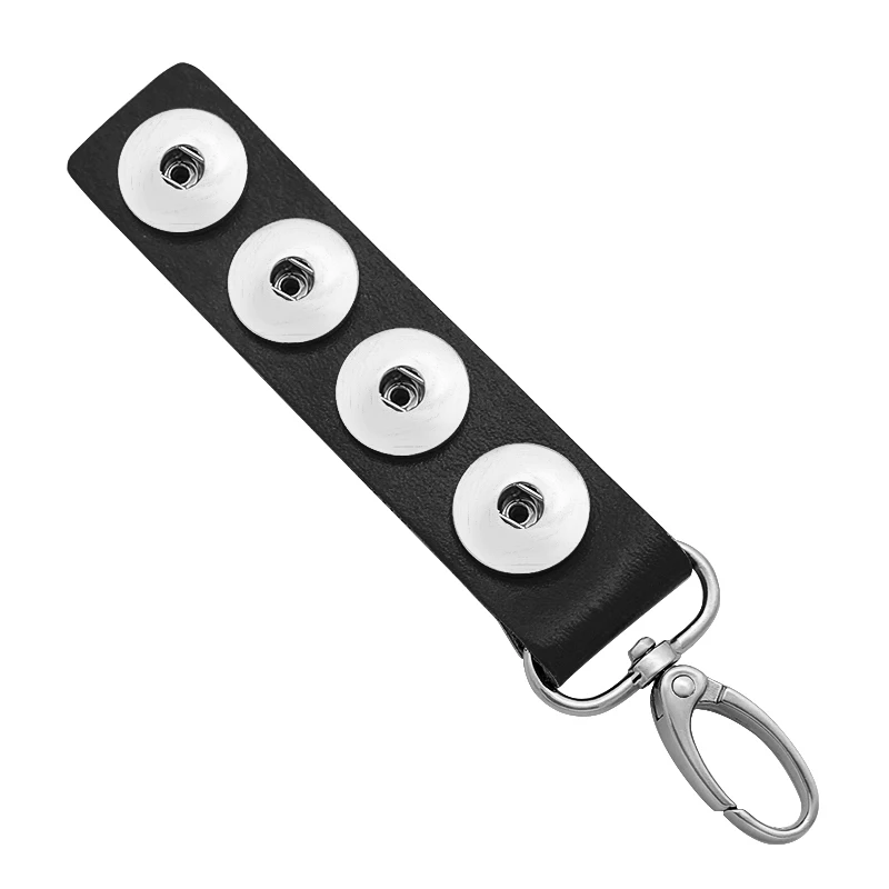 PJ8002 Hot sale new 4 buttons Hangable 10 colors leather snap Keychains fit DIY 18MM snap buttons snap jewelry wholesale