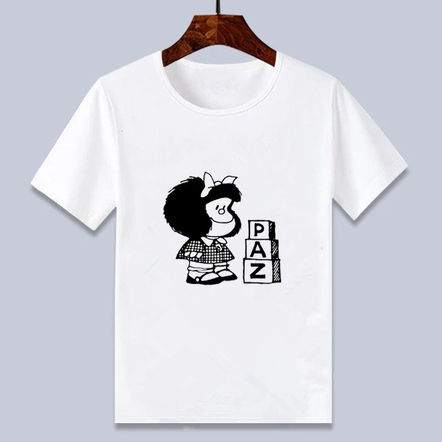 

Kids T-Shirt Cartoon PAZ Mafalda Or QUIERO Cafe Printed Children Graphic T Shirts Harajuku Funny Tshirt Cute Girls Tops Tees