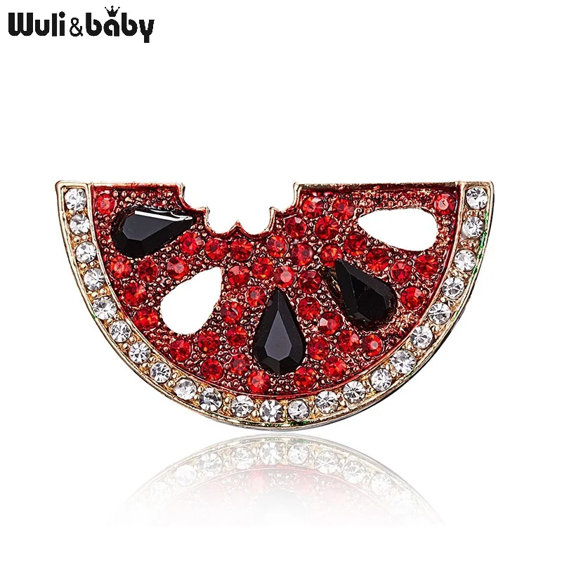 Wuli&baby Red Rhinestone Watermelon Brooches For Women Party Office Casual Brooch Pins Gifts