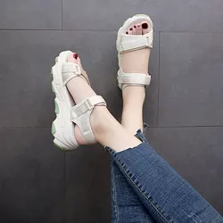 Clogs With Heel Black Platform Sandals Suit Female Beige 2024 Women's All-Match Shoes Womens Wedges Med Summer Heels Thick